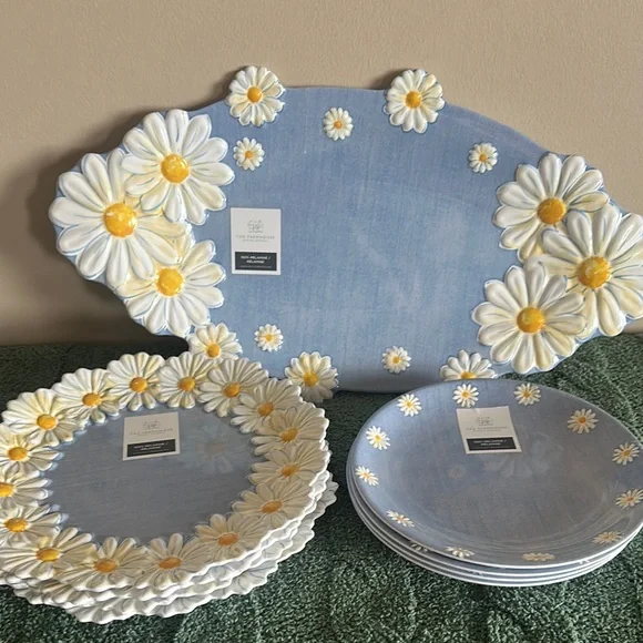 The Farmhouse by Rachel Ashwell Sunflower 🌻Serving Tray Plates Melamine Blue NEW - Picture 2 of 11